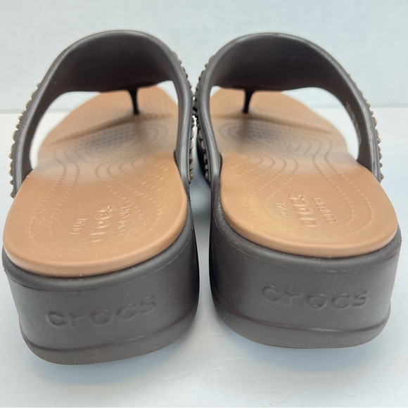 Crocs Monterey Diamante Wedges Womens Sz 11 Espresso/Bronze LKNW Condition - Picture 11 of 13